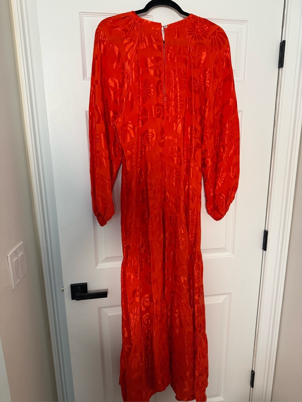 FARM RIO LONG SLEEVE JACQUARD V NECK MAXI DRESS LARGE - Picture 7 of 8